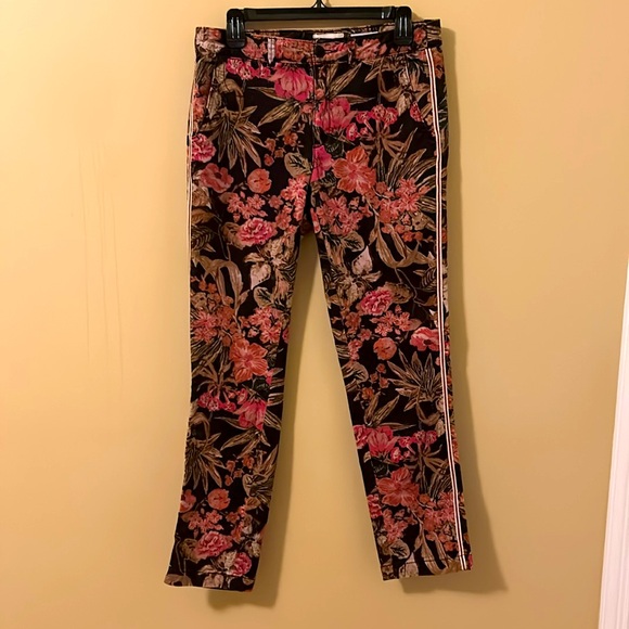 Anthropologie Relaxed Floral Print Chino Pants with Side Trim Size 28 - Picture 3 of 5